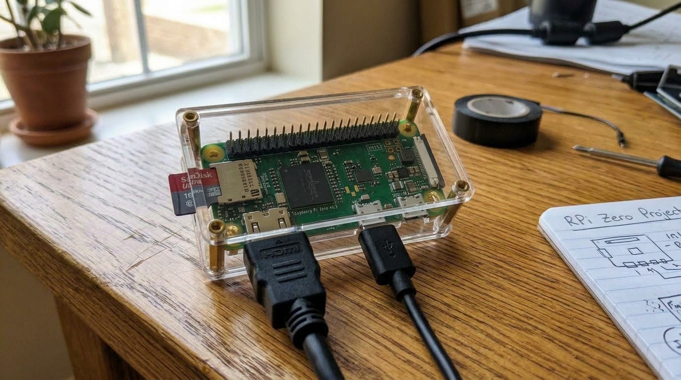 Placa Raspberry Pi Zero com conexões USB e HDMI