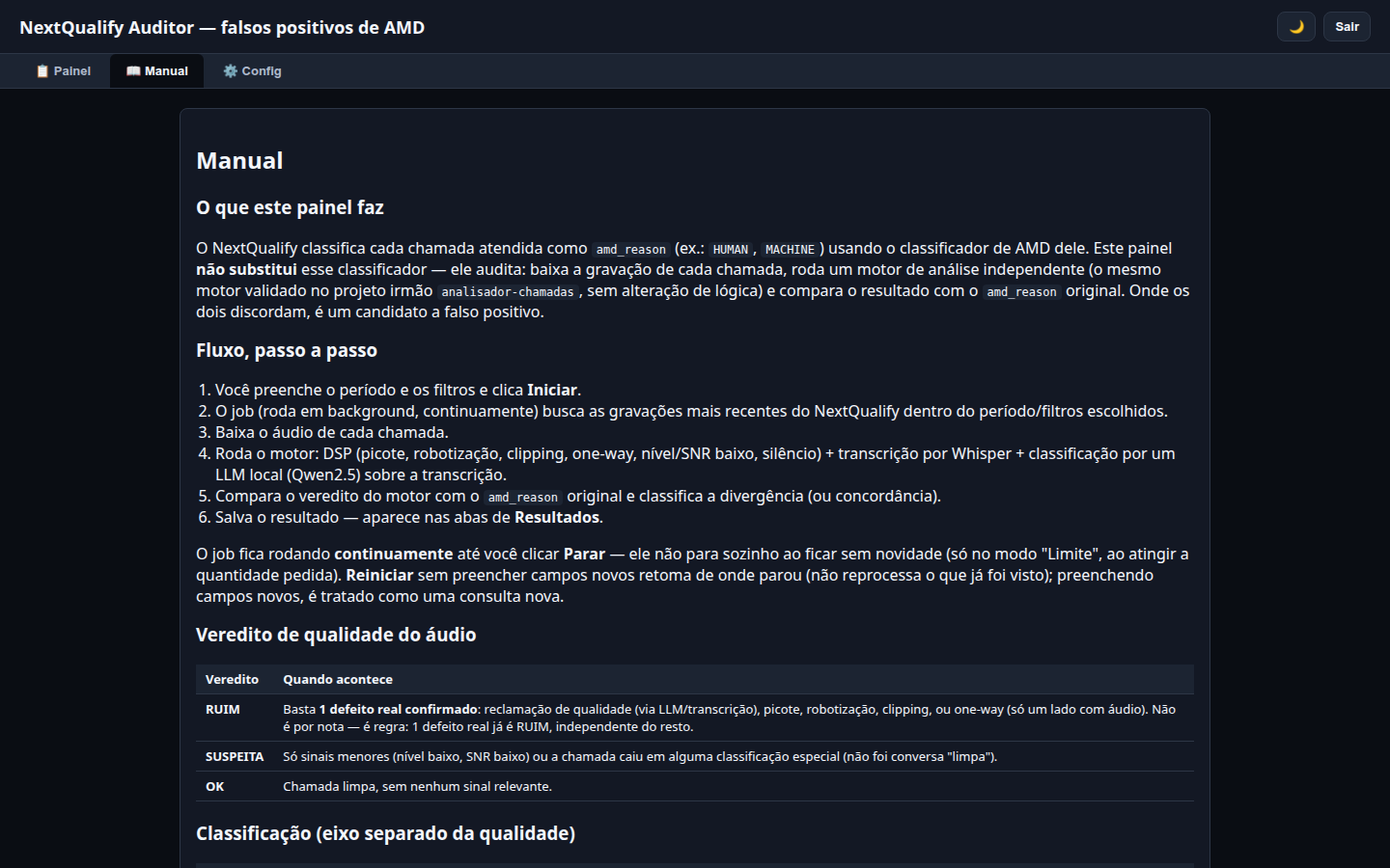 O manual do sistema: o fluxo da auditoria e a regra de veredito